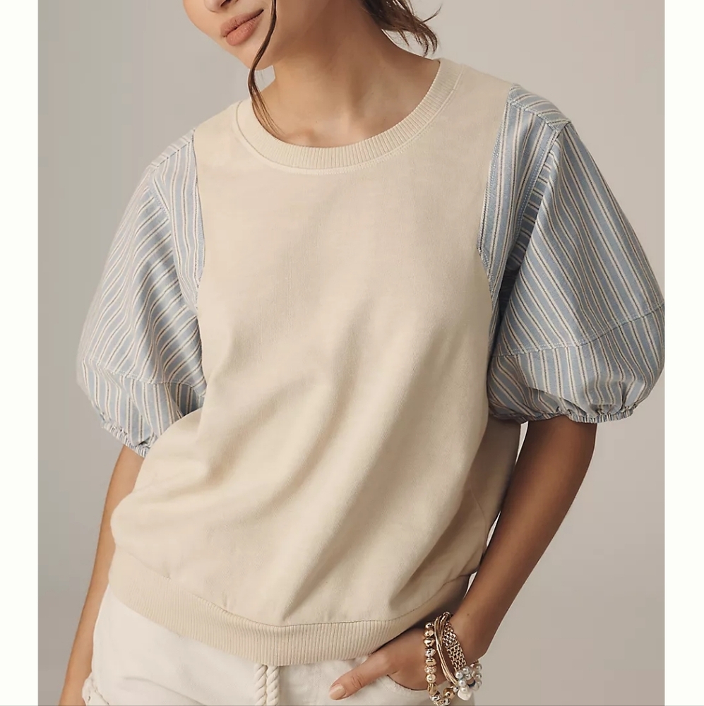 Anthropologie Pilcro Woven Puff-Sleeve Top